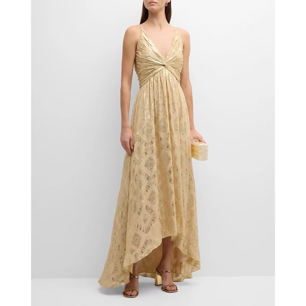NWT Ramy Brook Toby Twist Front Metallic Jacquard Gown / Multiple Sizes